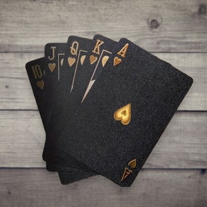 Waterproof Diamond Black Playing Cards, Poker Cards, Magic trick cards, Deck of Cards | Black Gold Silver