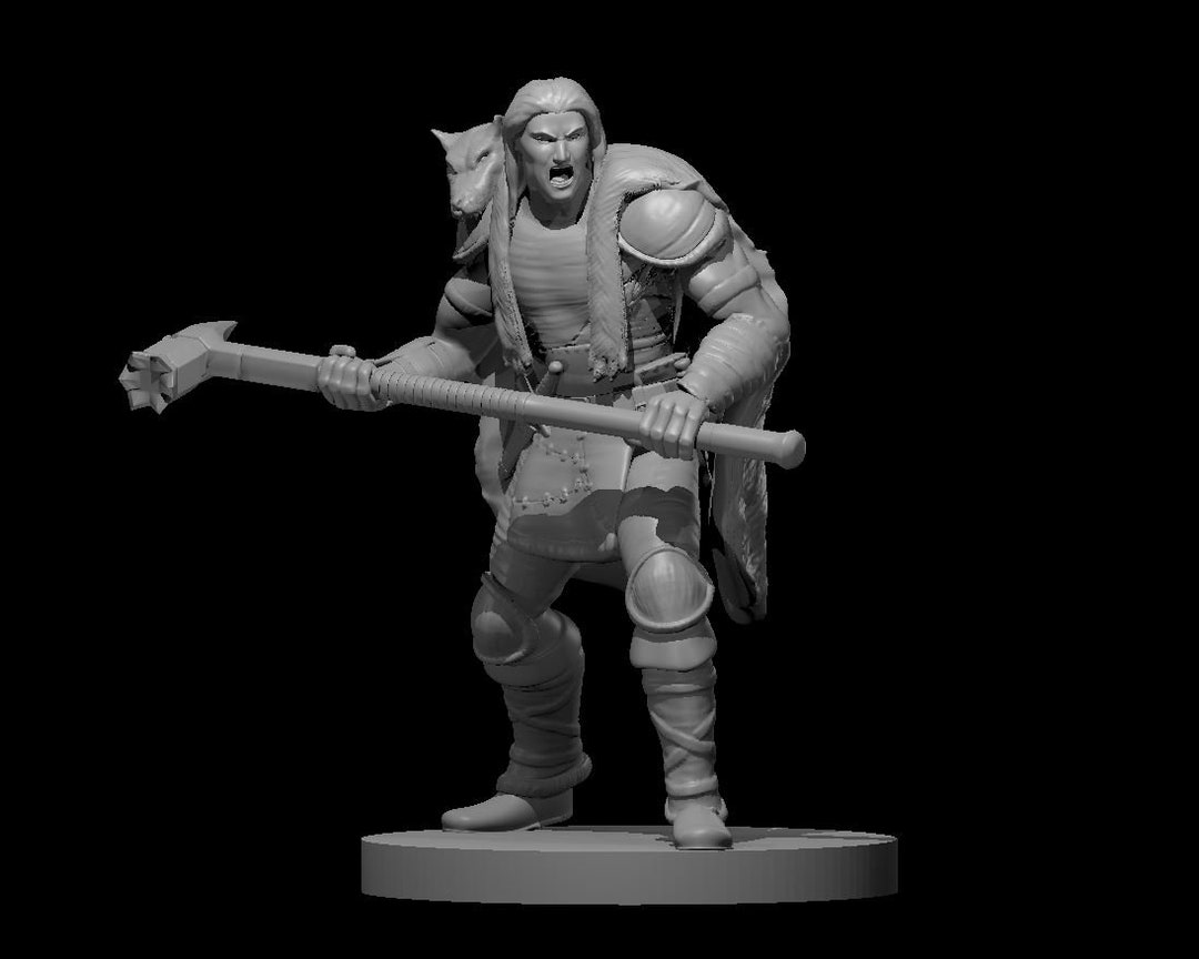 Human Male Barbarian With Horsemans Pick Mini - Etsy