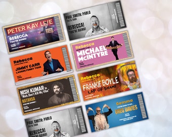 Comedy Printed Tickets| Michael McIntyre | Paul Smith |  Personalised | Funny | Jimmy Carr| Show | Peter Kay | Frankie Boyle | Birthday