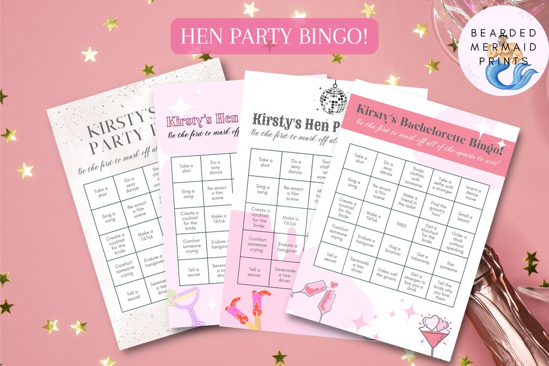 Personalised A5 Hen Party Bingo Cards Bachelorette Hen Do Hen Party ...