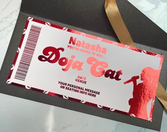 Doja Cat Foil Print Concert Ticket | Gold | Unofficial | Show | Music | Girlfriend | Shiny | Golden Ticket | Printed | Sister | Rap | Rapper