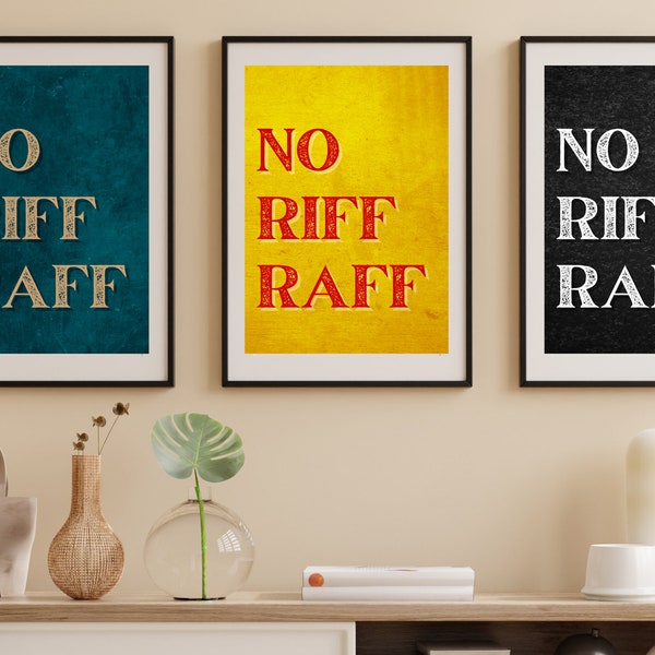 No Riff Raff Poster Print | Unframed | Home | Decor | Bar | Restaurant | Man cave | Den | Office | Drinks Cabinet | First Home | New Home