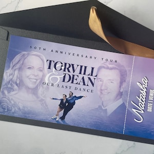 Personalised Torvill & Dean 50th Anniversary Tour Ticket Our Last Dance Celebration Printed Ticket Dancing on Ice Mother's Day Mum image 1