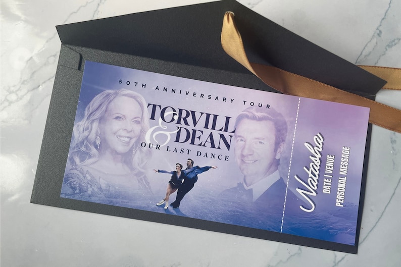 Personalised Torvill & Dean 50th Anniversary Tour Ticket Our Last Dance Celebration Printed Ticket Dancing on Ice Mother's Day Mum image 1
