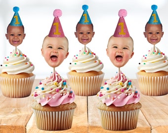 Personalised Photo Cupcake Topper | 1st Birthday | 18th | 16th | 21st | 30th | 40th | 50th | Funny | Baby | Hen Do | Stag Do | Wedding