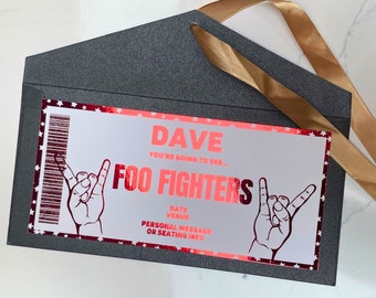 Foo Fighters Shiny Foil Print Concert Ticket | Rock | Unofficial | Show | Music | Boyfriend | Girlfriend | Sister | Father's Day | Birthday