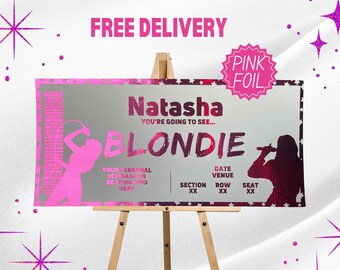 Blondie Pink Foil Concert Ticket | Personalised | Music | Show | Gift | Valentine's Day | Mother's Day | Girlfriend | Daughter | Wife