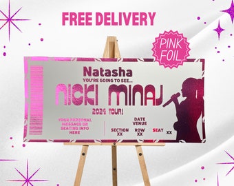 Nicki Minaj Pink Foil Concert Ticket | Personalised | Music | Show | Gift | Valentine's Day | Mother's Day | Girlfriend | Daughter | Rap