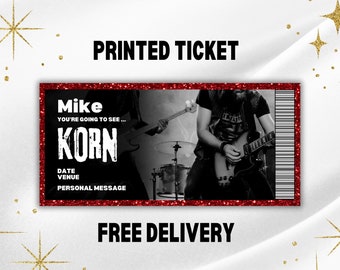 Korn Printed Concert Ticket | Music | Show | Rock | Metal | Gift | Boyfriend | Husband | Personalised
