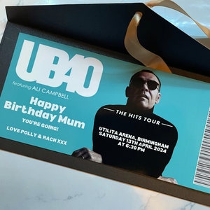 UB40 Concert Ticket Printed Ticket Unofficial Show Music Father's Day Mother's Day Birthday image 1