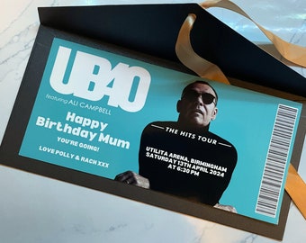 UB40 Concert Ticket | Printed Ticket | Unofficial | Show | Music | Father's Day | Mother's Day | Birthday |