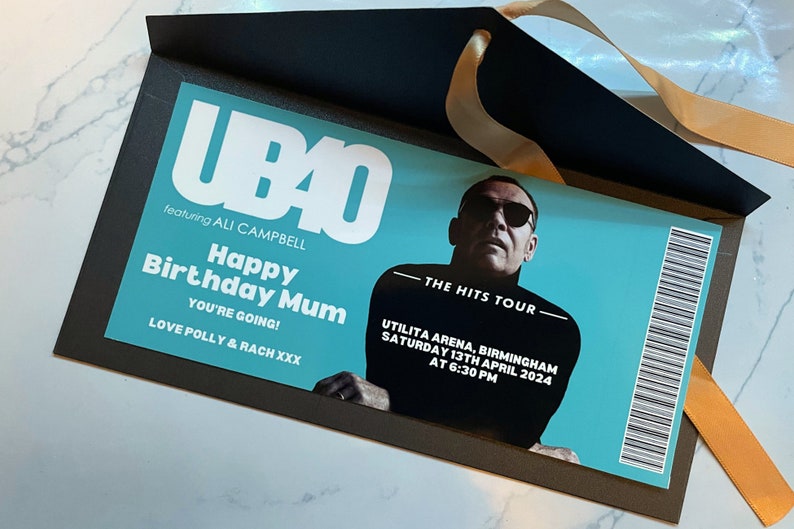 UB40 Concert Ticket Printed Ticket Unofficial Show Music Father's Day Mother's Day Birthday image 1