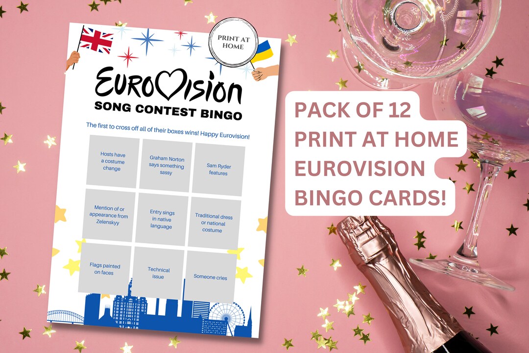 Eurovision Bingo Cards Digital File Print at Home Etsy UK