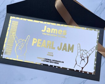 Personalised Pearl Jam Foil Print Concert Ticket | Rock | Metal | Unofficial | Show | Music | Father's Day | Birthday