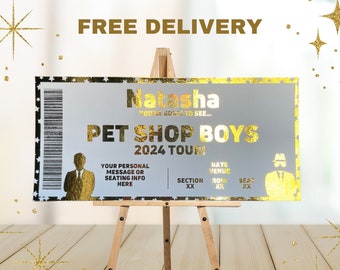 Pet Shop Boys 2024 Tour Printed Ticket | Personalised | Music | Valentine's day | Mother's Day | Mum | Wife | Girlfriend | Dad | Gold Foil