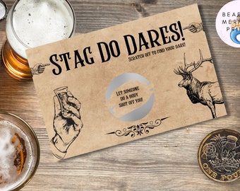 Stag Do | Boy's Night | Groom | Bachelor | Best Man | Wedding | Scratch off | Scratch Card | Dare Card | Game | Dares | Queen | Gay