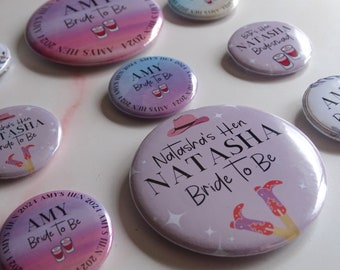 Custom Personalised Hen Party Badges | Hen Do Badge | Wedding Roles | Bride to Be | Mother of the Bride | Bridesmaid | Engaged | Pin