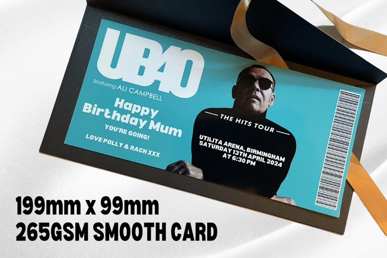 UB40 Concert Ticket Printed Ticket Unofficial Show Music Father's Day Mother's Day Birthday image 2