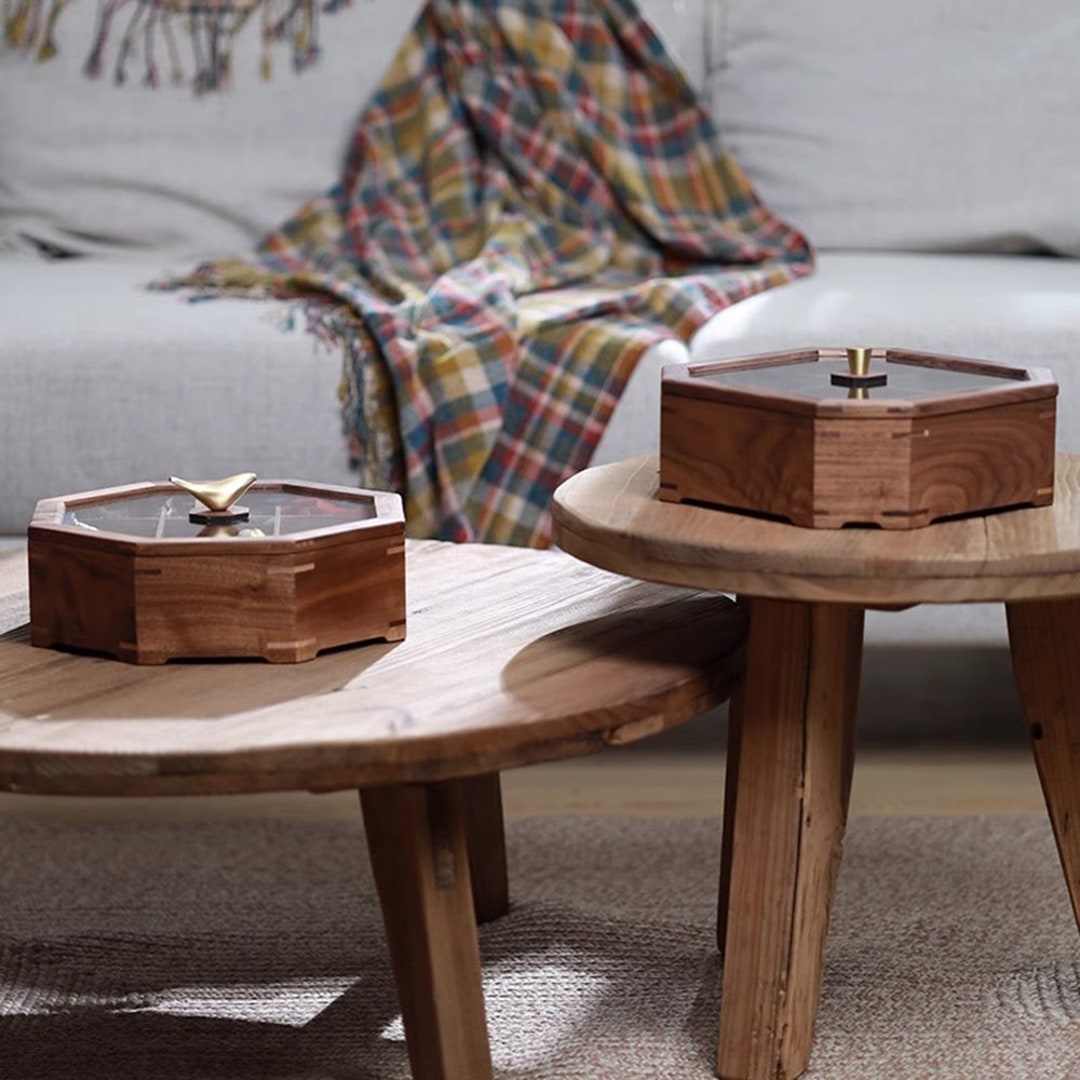 Black Walnut Jewelry Box With Compartments and Brass Handle Etsy