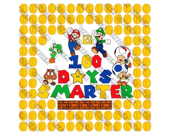 100 dias de escola SVG, crianças SVG, retro 100 dias professor SVG, feliz 100 dias SVG, 100 dias de escola SVG, super mario, download digital