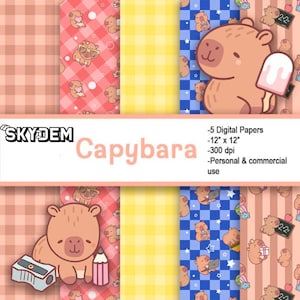 Capybara Digital Papers, Capybara Design, Digital Download, JPG Files, Capybara Designs, Capybara Designs Papers, Digital Download