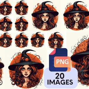 Beautiful Witch - PNG - Halloween Theme, High-Resolution 1500x1500px, Digital Art with original background