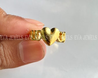 Anillo de mujer con acabado en oro amarillo de 14 quilates, anillo de boda, compromiso de aniversario, plata de ley 925, anillo de corazón de amor