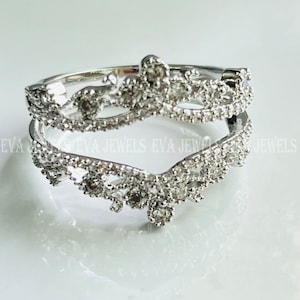 0.50 Ct White Diamond Band Enhancer Ring Guard 14k White Gold Over, Anniversary Ring, Engagement Ring Enhancer, Solitaire Enhancer