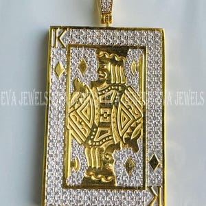 Pingente de charme de cluster de cartas Poker King masculino 925 prata 3,00 ct redondo CZ diamante joias masculinas sem pingente de corrente ouro amarelo 14k