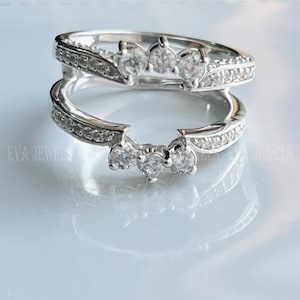 Solitaire Enhancer White Diamond Band Enhancer Ring, White Gold Over Guard Band, Anniversary Ring, Engagement Ring Enhancer