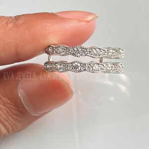 Diamond Band Enhancer Ring, White Gold Over Guard Band, Anniversary Ring, Engagement Ring Enhancer, Solitaire Enhancer