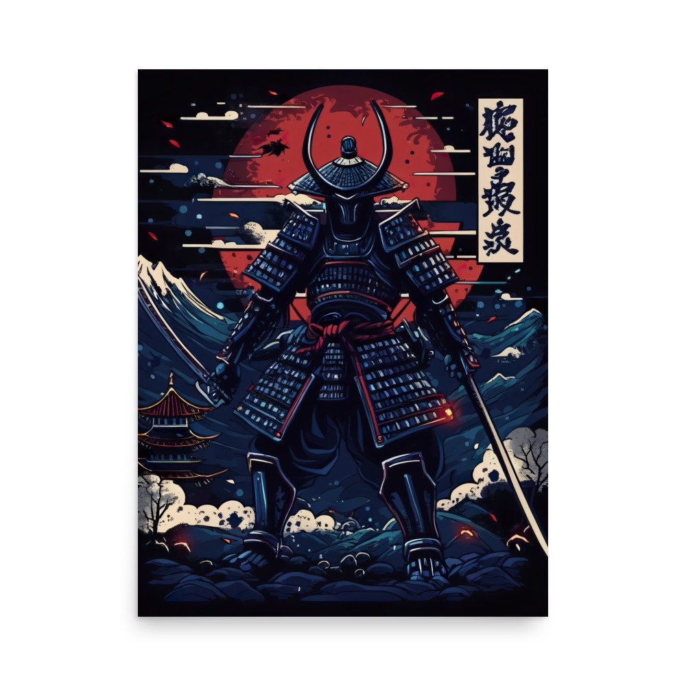 Vintage Abstract Japanese Samurai Wall Art Fantasy Samurai Warrior ...
