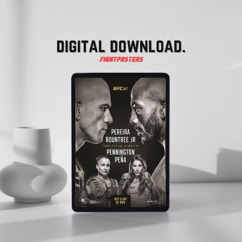 UFC 307 Alex Pereira Vs. Khalil Rountree Jr Official Poster Wall Art