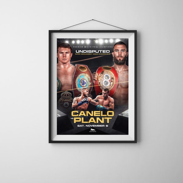 Canelo Alvarez vs. Caleb, poster végétalien, cadre artistique de boxe, MMA | Impression numérique