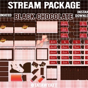 Kawaii Black Chocolate Twitch overlays pack