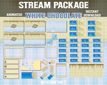 Kawaii White Chocolate Twitch Overlay Pack