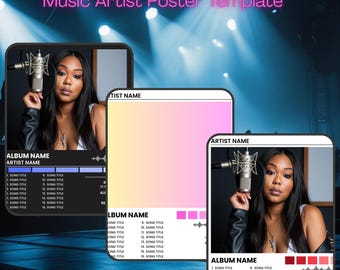 Editable Music Artist Poster Template: Concert & Album Promo (Canva Downloadable Set of 5)