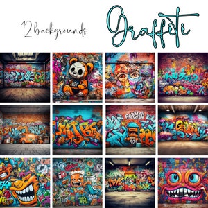 Watercolor digital paper Graffiti 01 Hip Hop Background