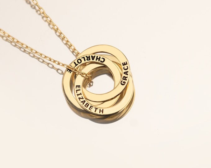 Personalized Name Russian Wedding Ring Necklace, Sterling Silver ...