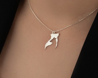 Wolf Couple Sterling Silver Necklace, Animal Lover Gift