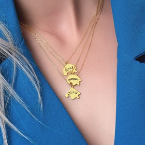 925 Sterling Silver Three Piece Best Friend Puzzle Necklace, BFF Gift, Matching Heart Jewelry, Three Sisters Necklace, Trio Gifts - U054