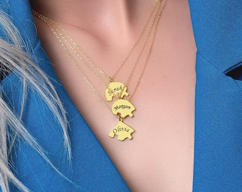 925 Sterling Silver Three Piece Best Friend Puzzle Necklace, BFF Gift, Matching Heart Jewelry, Three Sisters Necklace, Trio Gifts - U054