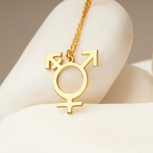 Transgender Symbol Necklace, Gift for Them, Trans Pride Necklace, LGBT Necklace, LGBT Pride Jewelry, Gift for Him - Gift for Her - U064
