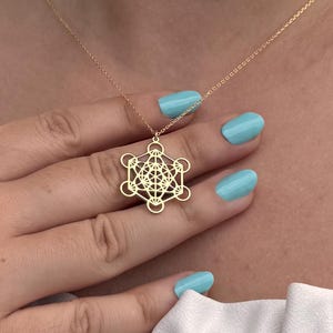 archangel metatron necklace sacred geometry pendant 14K Solid Gold Metatron Necklace spiritual protection necklace gift for him her