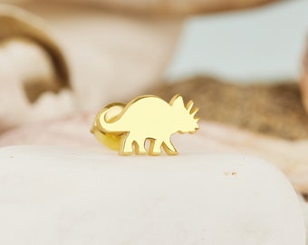 Orecchini In Argento 925 Per Bambina - Forma Di Dinosauro Diplodocus, 10x7 Mm