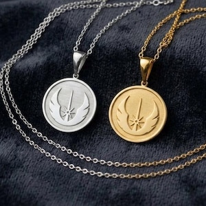 Jedi Order Necklace: Star Wars Sci Fi Pendant with Galactic Crest Symbol Design
