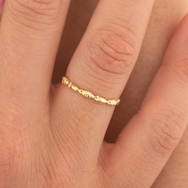 Schwimmender Fisch Ring, Geschenk für Sie • Schwarm der Fische Ring, 14K Gold Fisch Ring, Handgemachter Schmuck Sommer Schmuck - 006