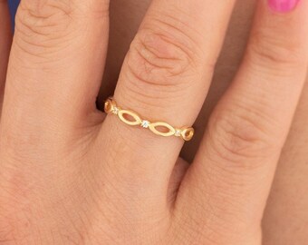Diamond Chain Ring · Dainty Chain Ring · Gift for Her · Minimalist Gift for Jewelry Lover · Handmade Jewelry · Summer Jewelry