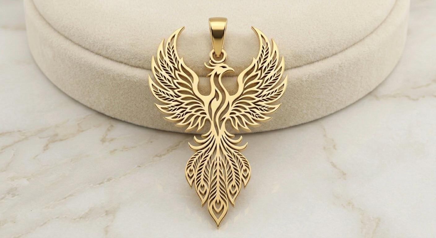 Gold Phoenix Pendant - Etsy