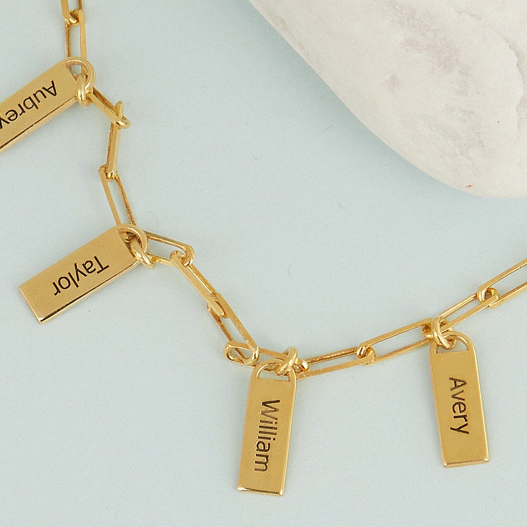 Paperclip Name Charm Bracelet Christmas Gift Personalized Etsy